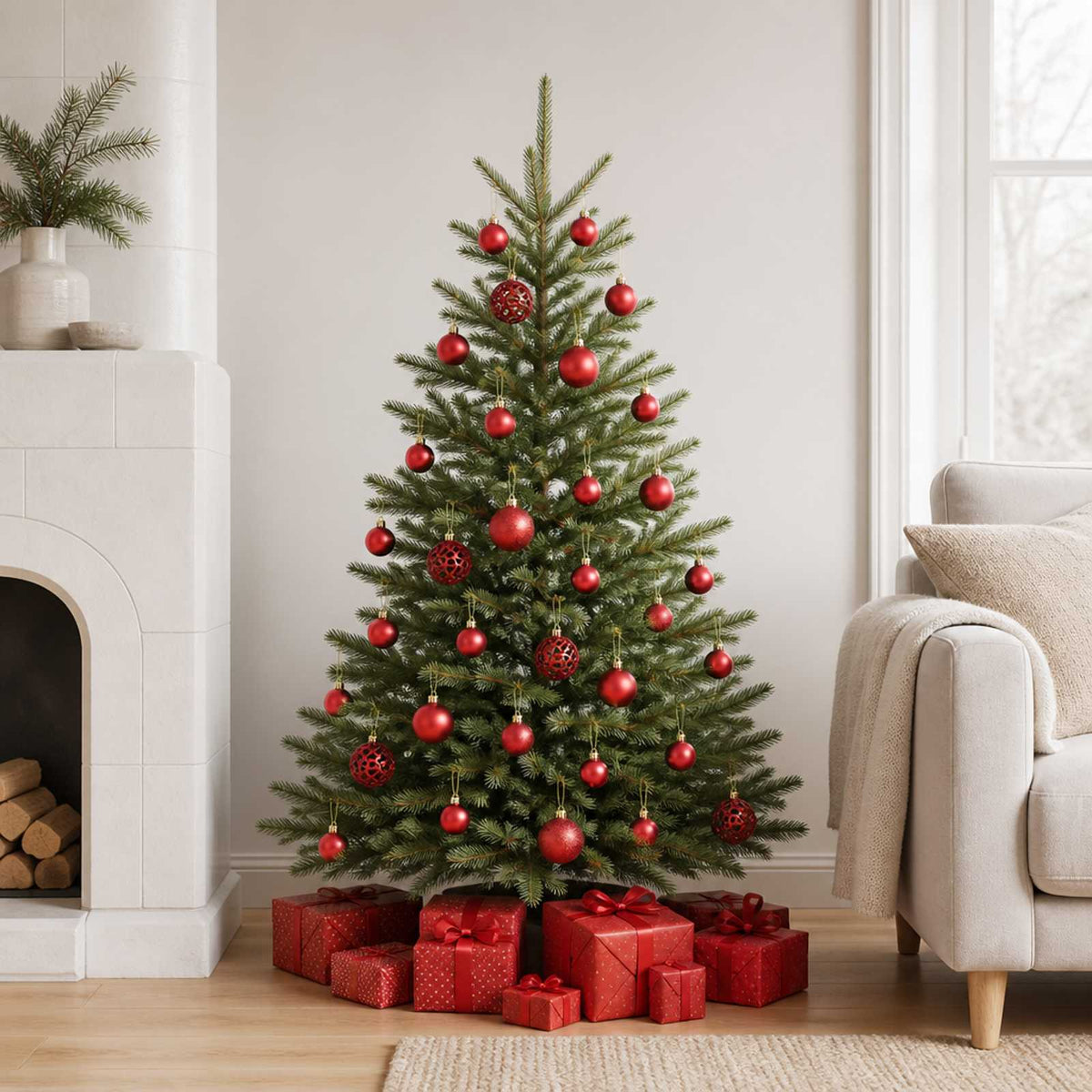 245710 vidaXL 100 Piece Christmas Ball Set 3/4/6 cm Red - 6 x 6 x 6 cm