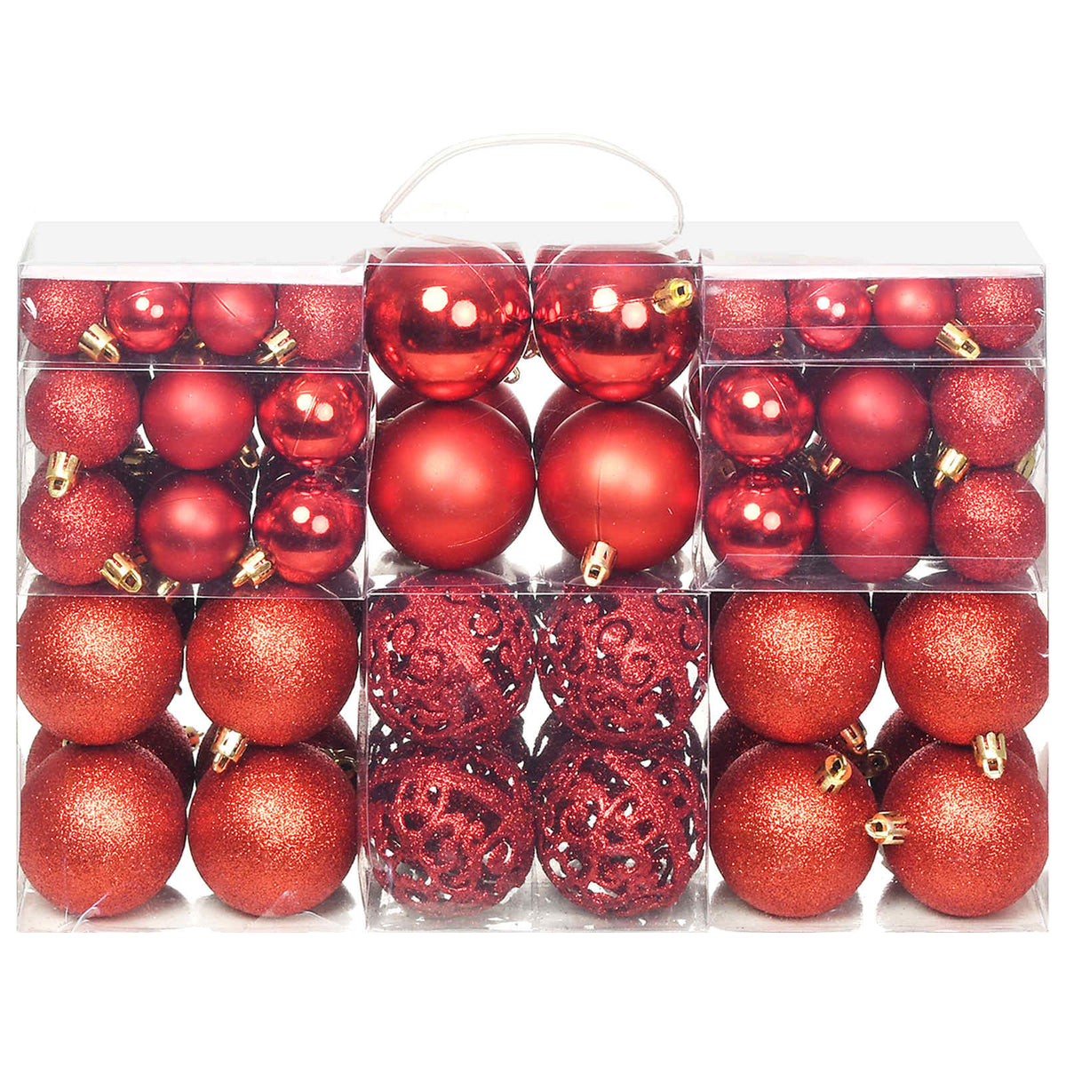 245710 vidaXL 100 Piece Christmas Ball Set 3/4/6 cm Red - 6 x 6 x 6 cm