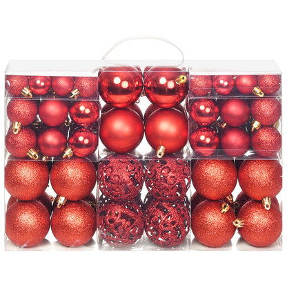 245710 vidaXL 100 Piece Christmas Ball Set 3/4/6 cm Red - 6 x 6 x 6 cm