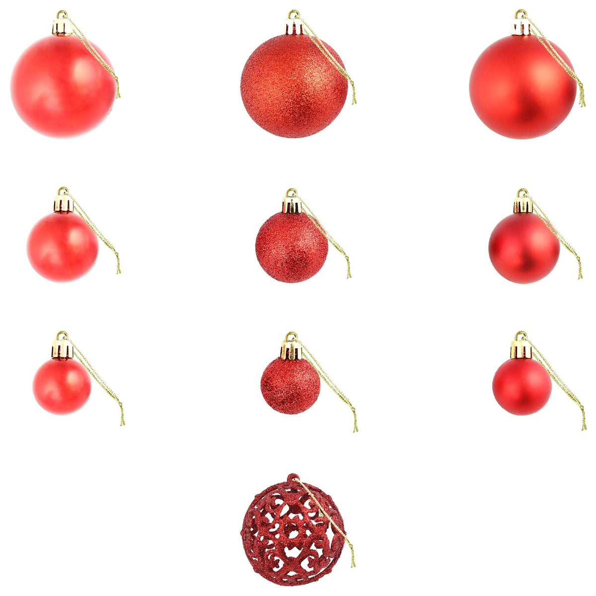 245710 vidaXL 100 Piece Christmas Ball Set 3/4/6 cm Red - 6 x 6 x 6 cm