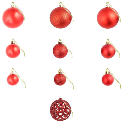 245710 vidaXL 100 Piece Christmas Ball Set 3/4/6 cm Red - 6 x 6 x 6 cm