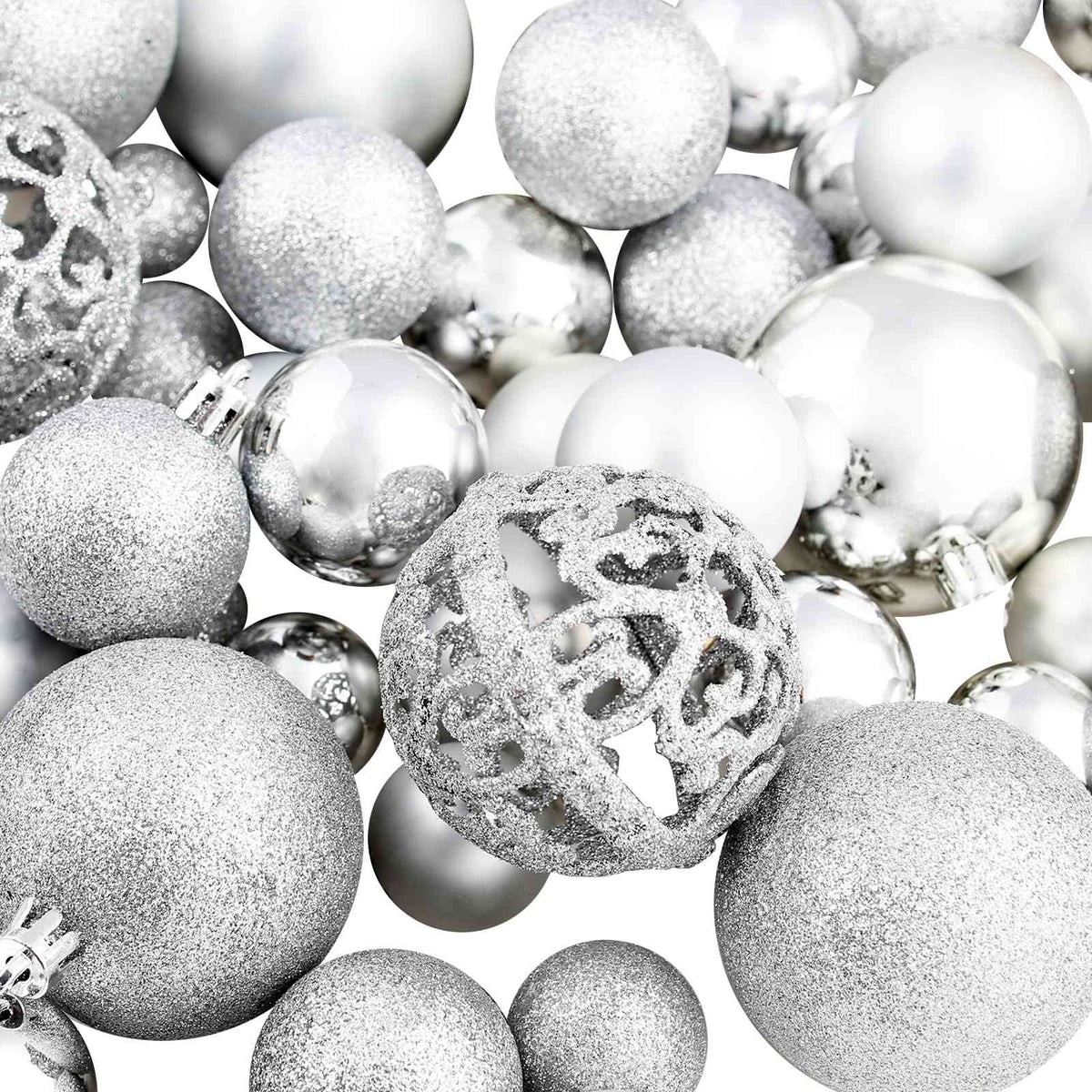 245712 vidaXL 100 Piece Christmas Ball Set 3/4/6 cm Silver - 6 x 6 x 6 cm