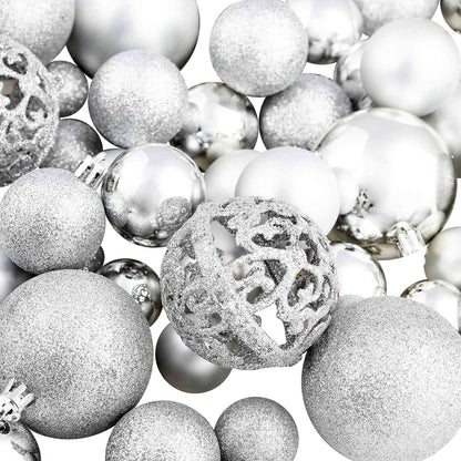 245712 vidaXL 100 Piece Christmas Ball Set 3/4/6 cm Silver - 6 x 6 x 6 cm