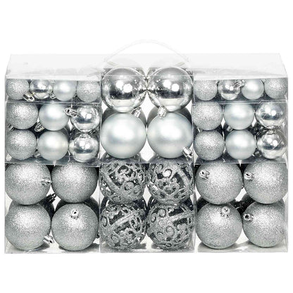 245712 vidaXL 100 Piece Christmas Ball Set 3/4/6 cm Silver - 6 x 6 x 6 cm