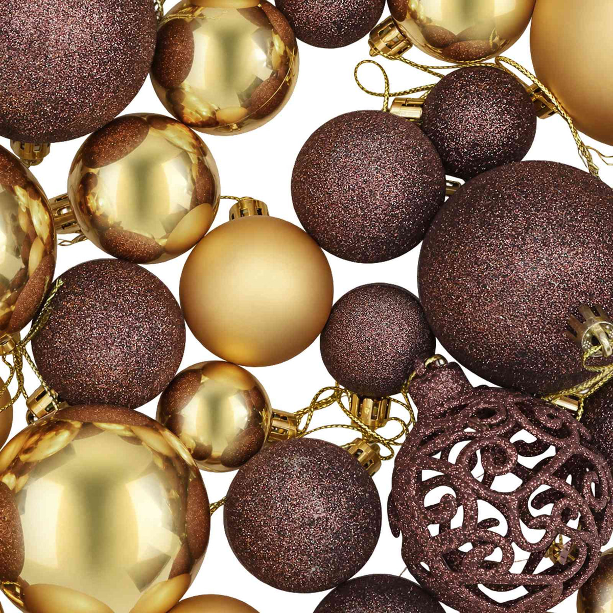 245714 vidaXL 100 Piece Christmas Ball Set 3/4/6 cm Brown/Bronze/Gold - Multicolour - 6 x 6 x 6 cm