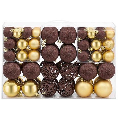 245714 vidaXL 100 Piece Christmas Ball Set 3/4/6 cm Brown/Bronze/Gold - Multicolour - 6 x 6 x 6 cm
