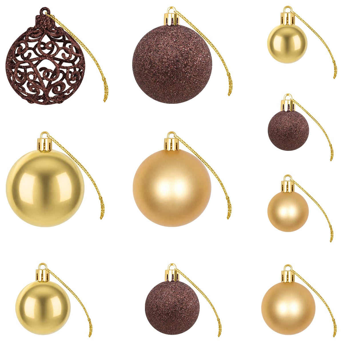 245714 vidaXL 100 Piece Christmas Ball Set 3/4/6 cm Brown/Bronze/Gold - Multicolour - 6 x 6 x 6 cm
