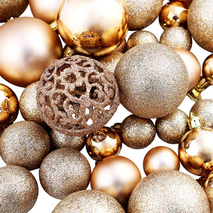 245716 vidaXL 100 Piece Christmas Ball Set 3/4/6 cm Rose/Gold - Multicolour - 6 x 6 x 6 cm