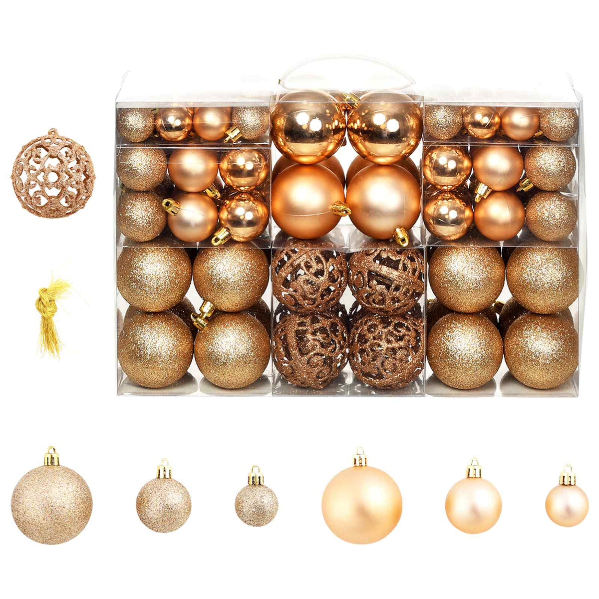 245716 vidaXL 100 Piece Christmas Ball Set 3/4/6 cm Rose/Gold - Multicolour - 6 x 6 x 6 cm