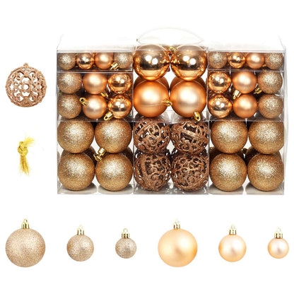 245716 vidaXL 100 Piece Christmas Ball Set 3/4/6 cm Rose/Gold - Multicolour - 6 x 6 x 6 cm