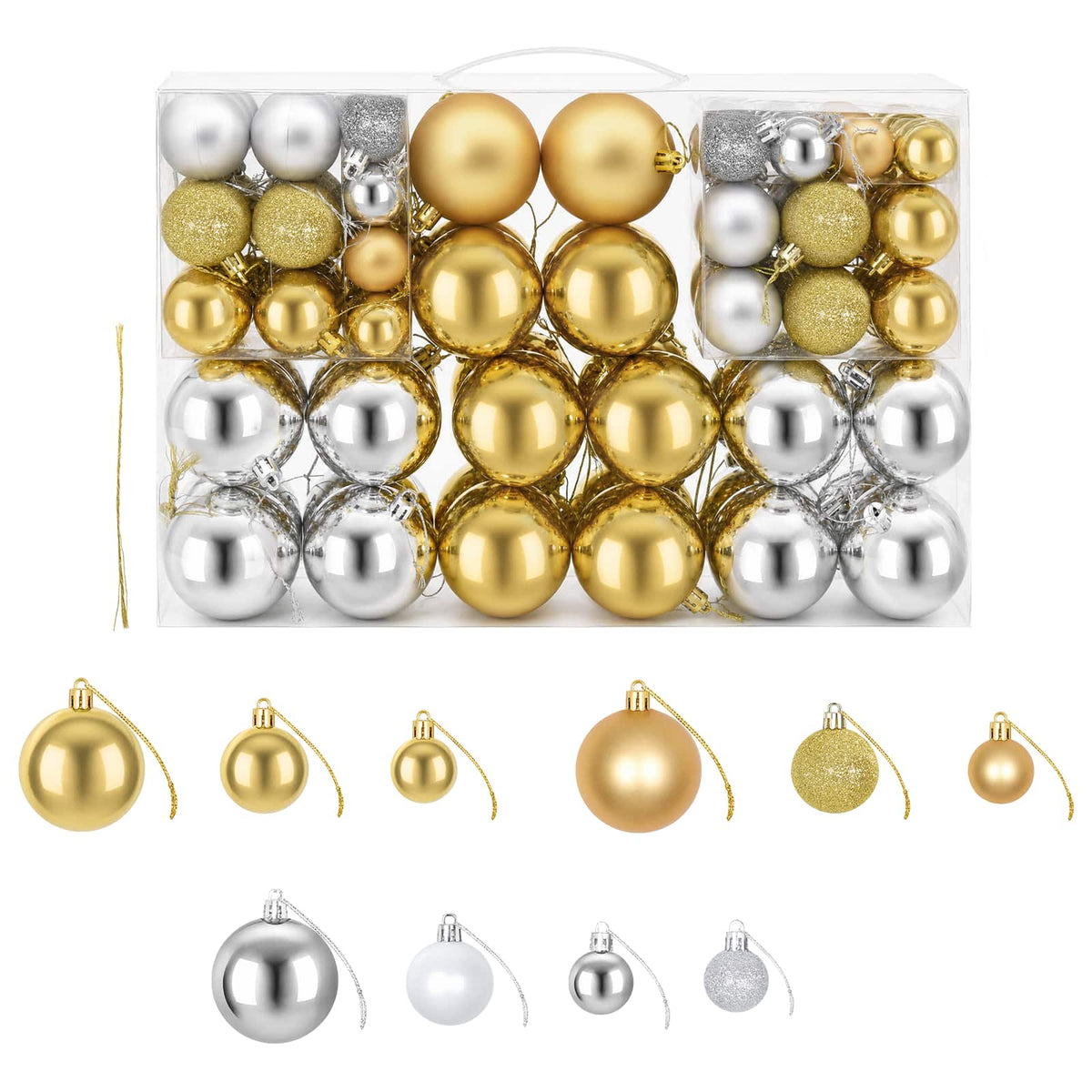 245719 Christmas Balls 100 pcs Silver/Gold - Multicolour - 6 x 6 x 6 cm