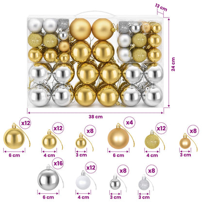 245719 Christmas Balls 100 pcs Silver/Gold - Multicolour - 6 x 6 x 6 cm