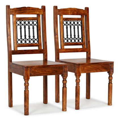 vidaXL Dining Chairs 2 pcs Solid Wood with Honey-coloured Finish Classic - Brown - 43 x 43 x 100 cm