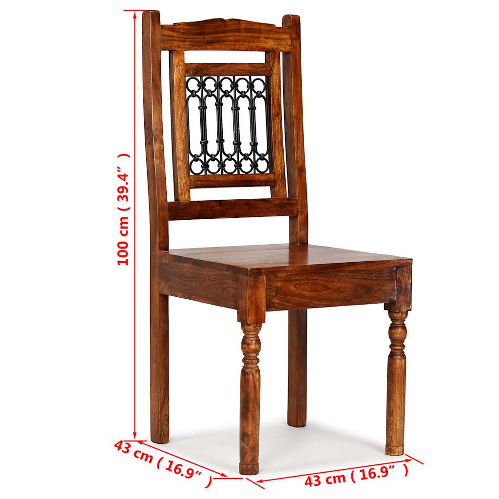 vidaXL Dining Chairs 2 pcs Solid Wood with Honey-coloured Finish Classic - Brown - 43 x 43 x 100 cm