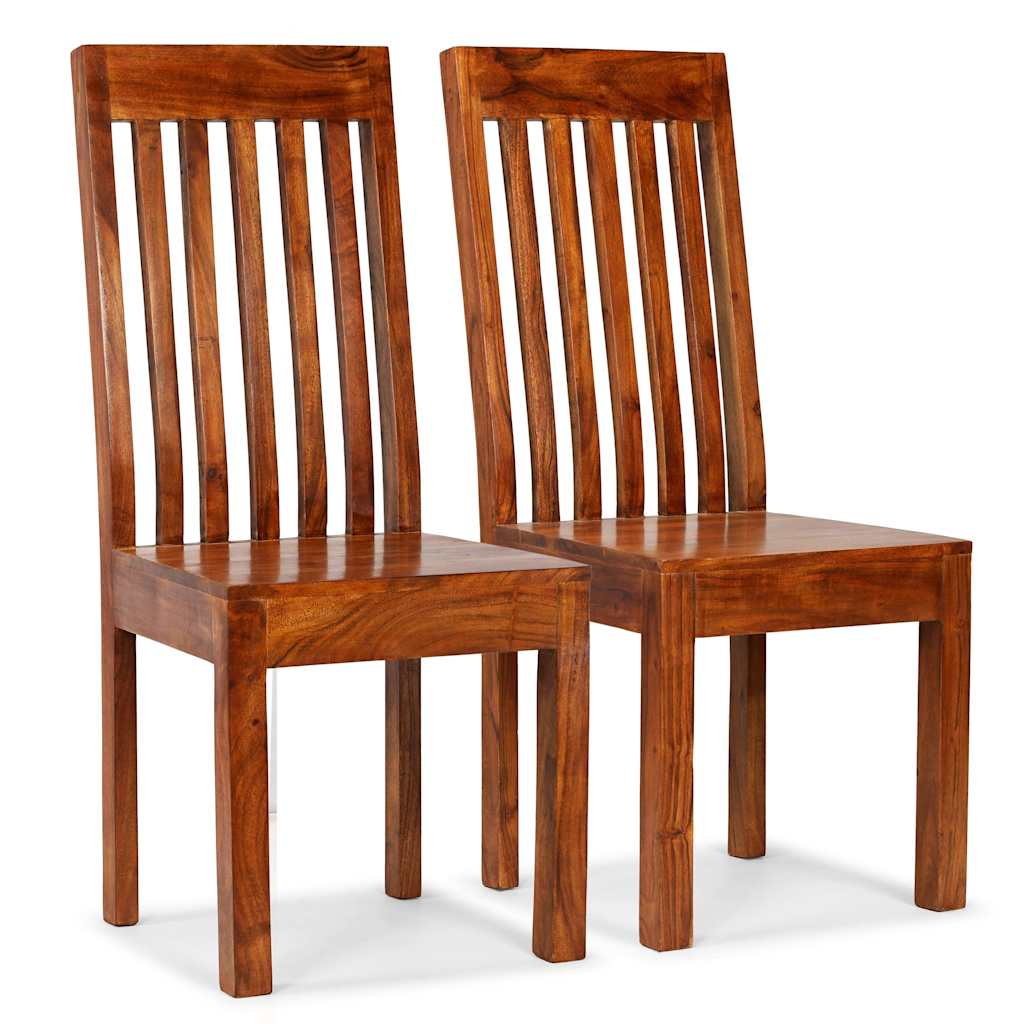 vidaXL Dining Chairs 2 pcs Solid Wood with Honey Finish Modern - Brown - 43 x 43 x 104 cm