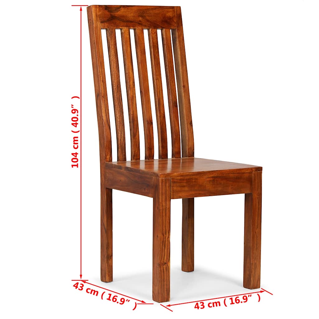 vidaXL Dining Chairs 2 pcs Solid Wood with Honey Finish Modern - Brown - 43 x 43 x 104 cm