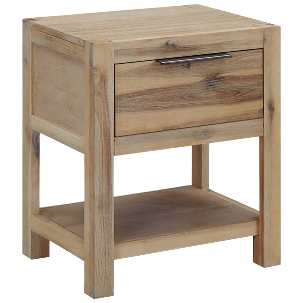 vidaXL Nightstand with Drawer 40x30x48 cm Solid Acacia Wood - Brown