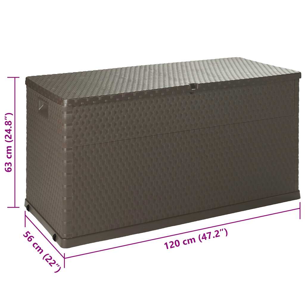vidaXL Garden Storage Box Brown 120x56x63 cm PP Rattan