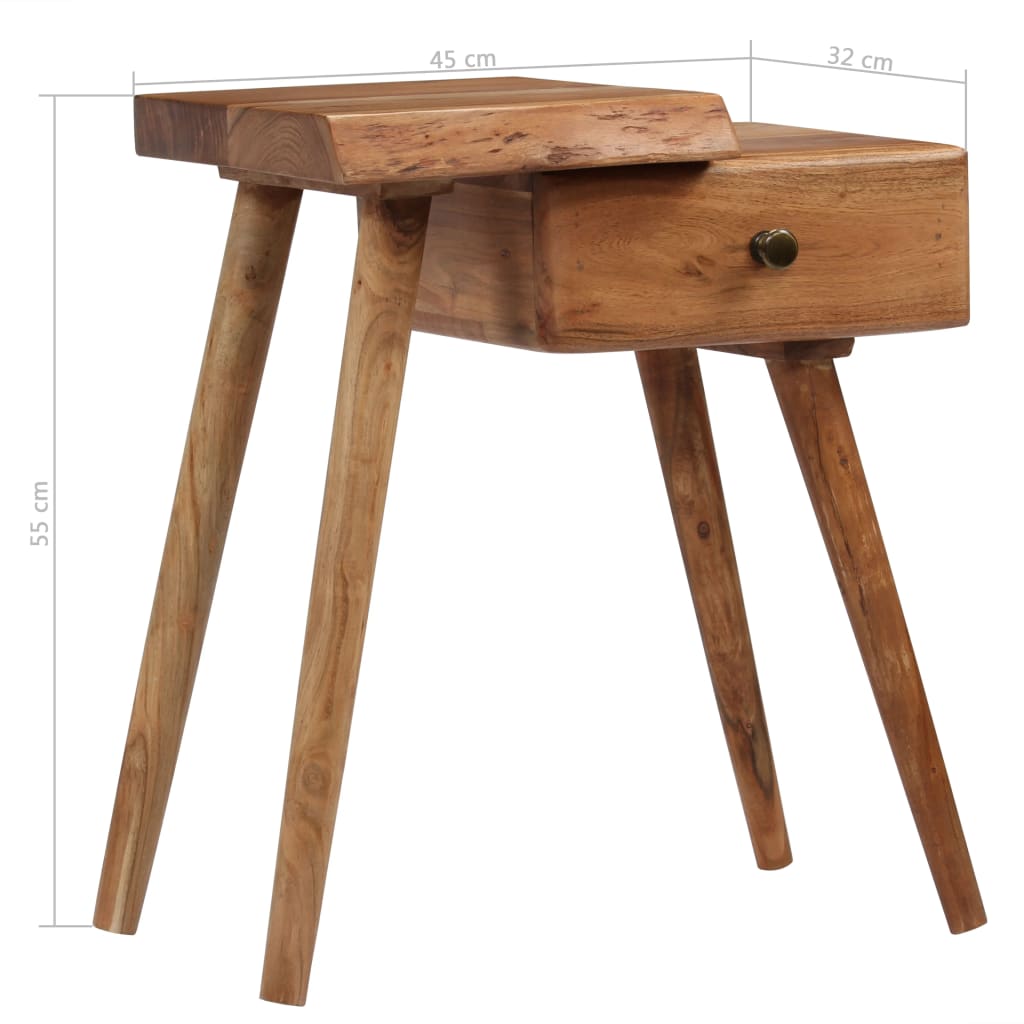 vidaXL Bedside Table Solid Acacia Wood 45x32x55 cm - Brown