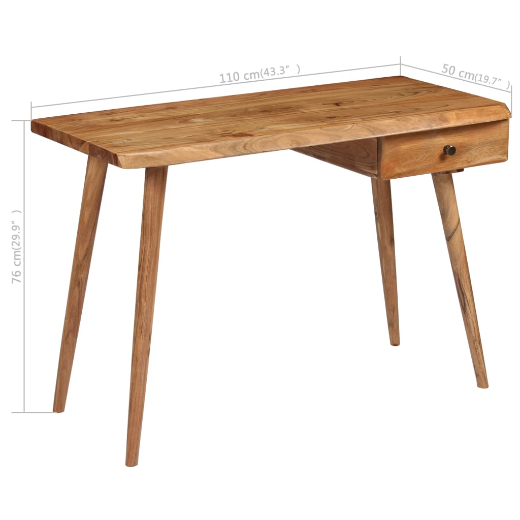 245666 vidaXL Writing Table Solid Acacia Wood 110x50x76 cm - Brown