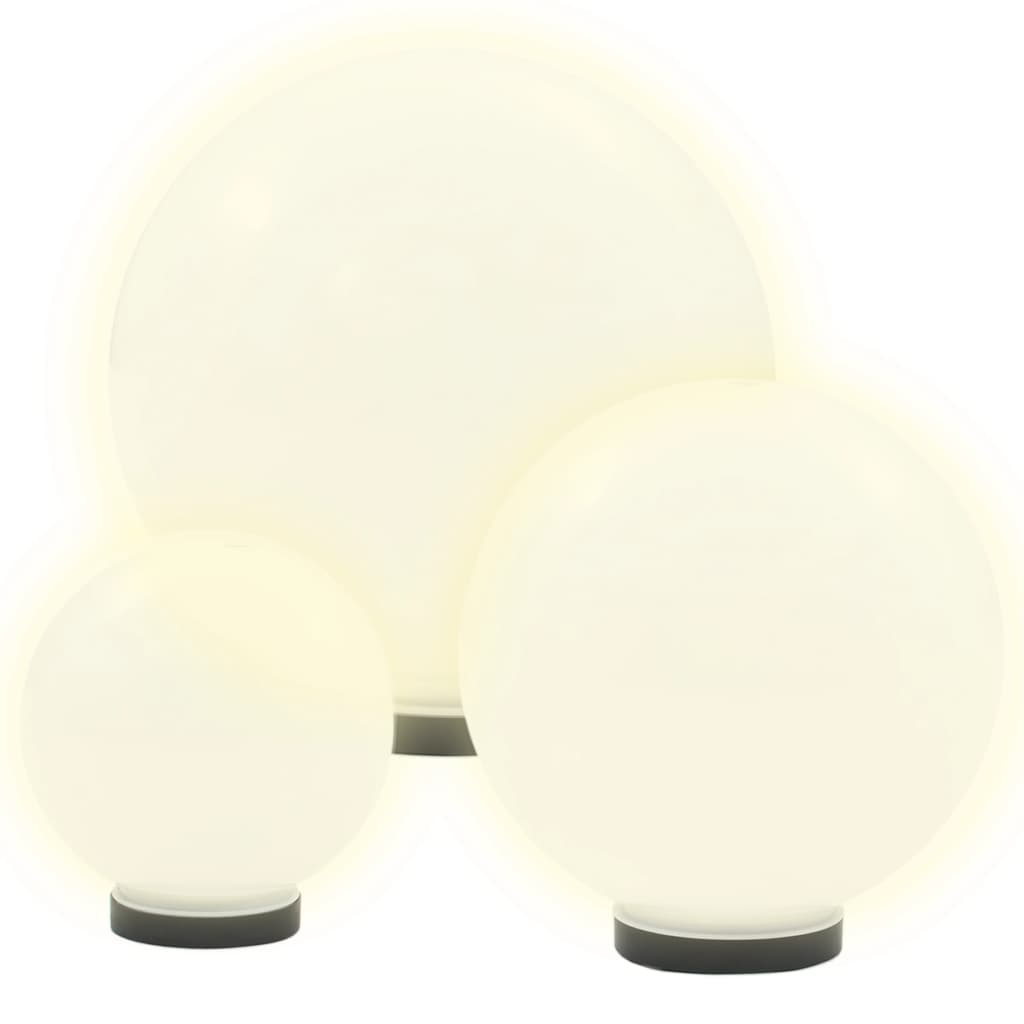 vidaXL LED Bowl Lamp Set 3 Pieces Spherical 20/30/40 cm PMMA - White