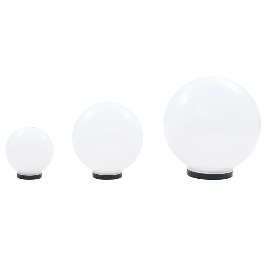 vidaXL LED Bowl Lamp Set 3 Pieces Spherical 20/30/40 cm PMMA - White