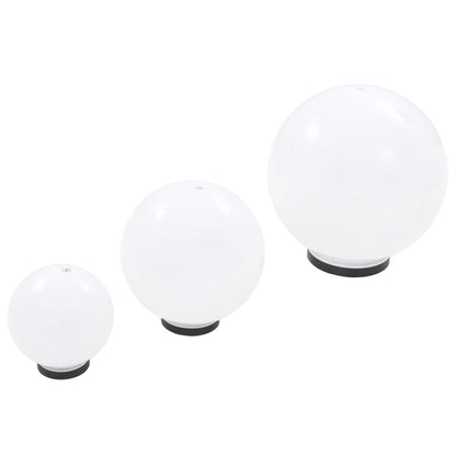 vidaXL LED Bowl Lamp Set 3 Pieces Spherical 20/30/40 cm PMMA - White