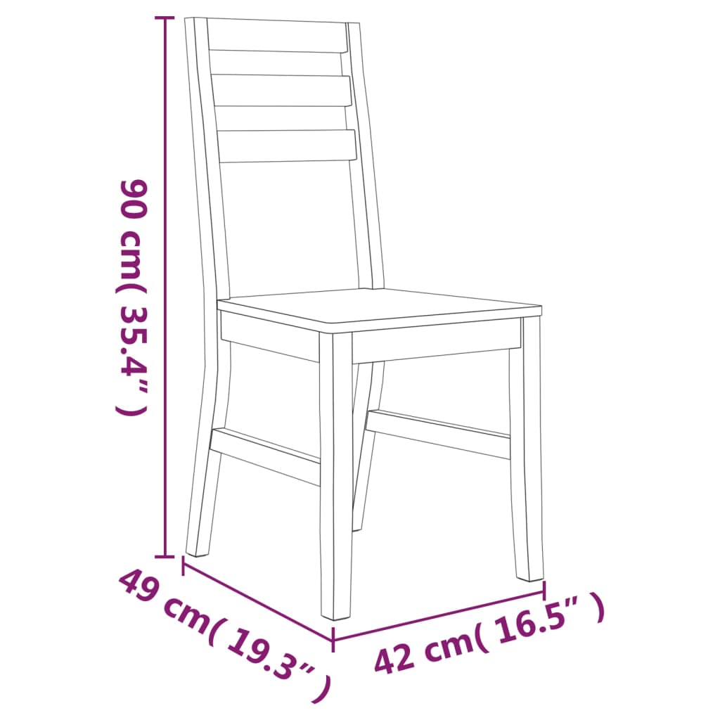 vidaXL Dining Chairs 2 pcs Solid Acacia Wood - Brown - 42 x 49 x 90 cm