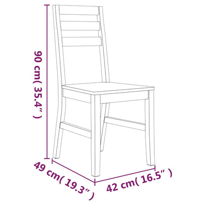vidaXL Dining Chairs 2 pcs Solid Acacia Wood - Brown - 42 x 49 x 90 cm