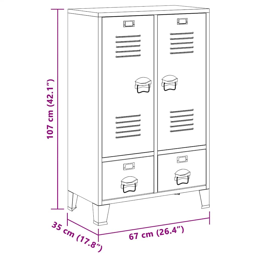 245960 vidaXL Wardrobe Metal Industrial Style 67x35x107 cm Black