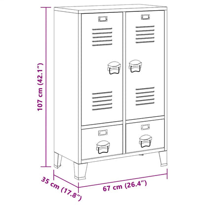 245960 vidaXL Wardrobe Metal Industrial Style 67x35x107 cm Black