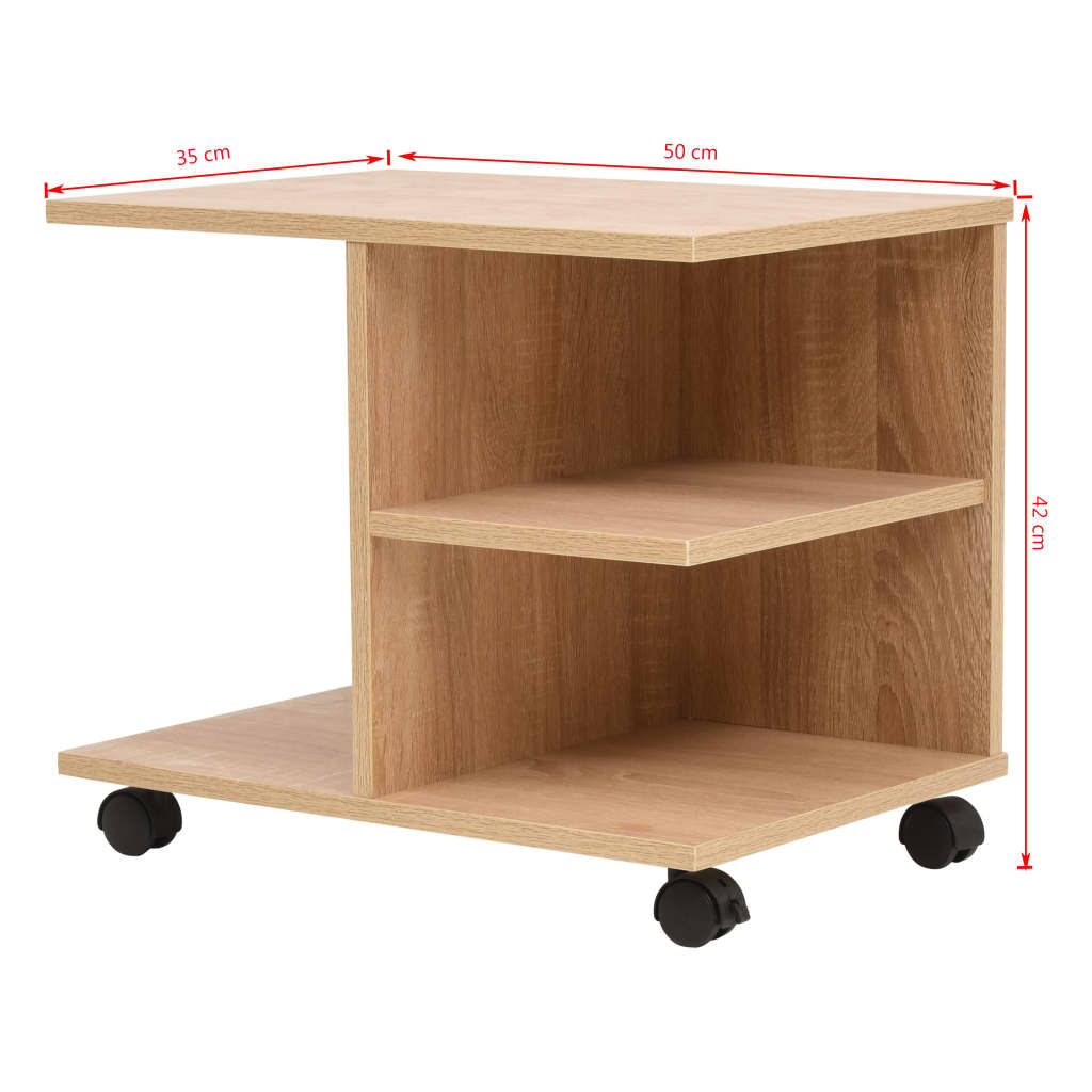 vidaXL Rolling Shelf 50x35x42 cm Oak - Brown