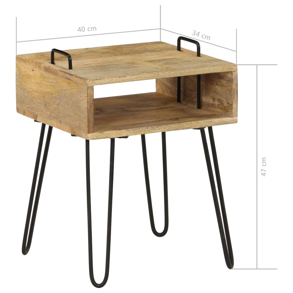 vidaXL Bedside Table Solid Mango Wood 40x34x47 cm - Brown