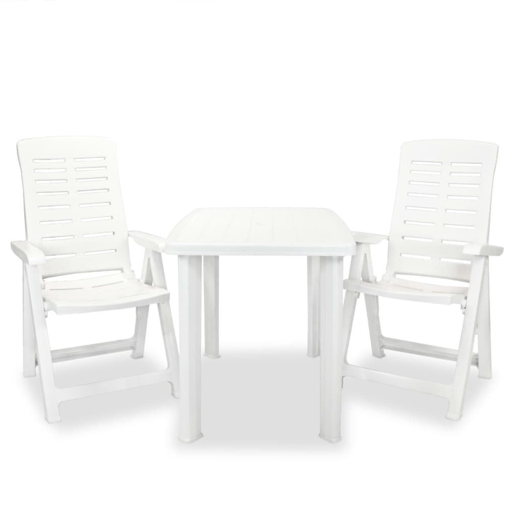 vidaXL Outdoor Table And Chair | White | Plastic | Medium | Foldable
