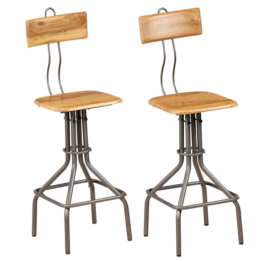 vidaXL Bar Stools 2 pcs Solid Reclaimed Teak Wood - Brown - 41 x 51 x 102 cm