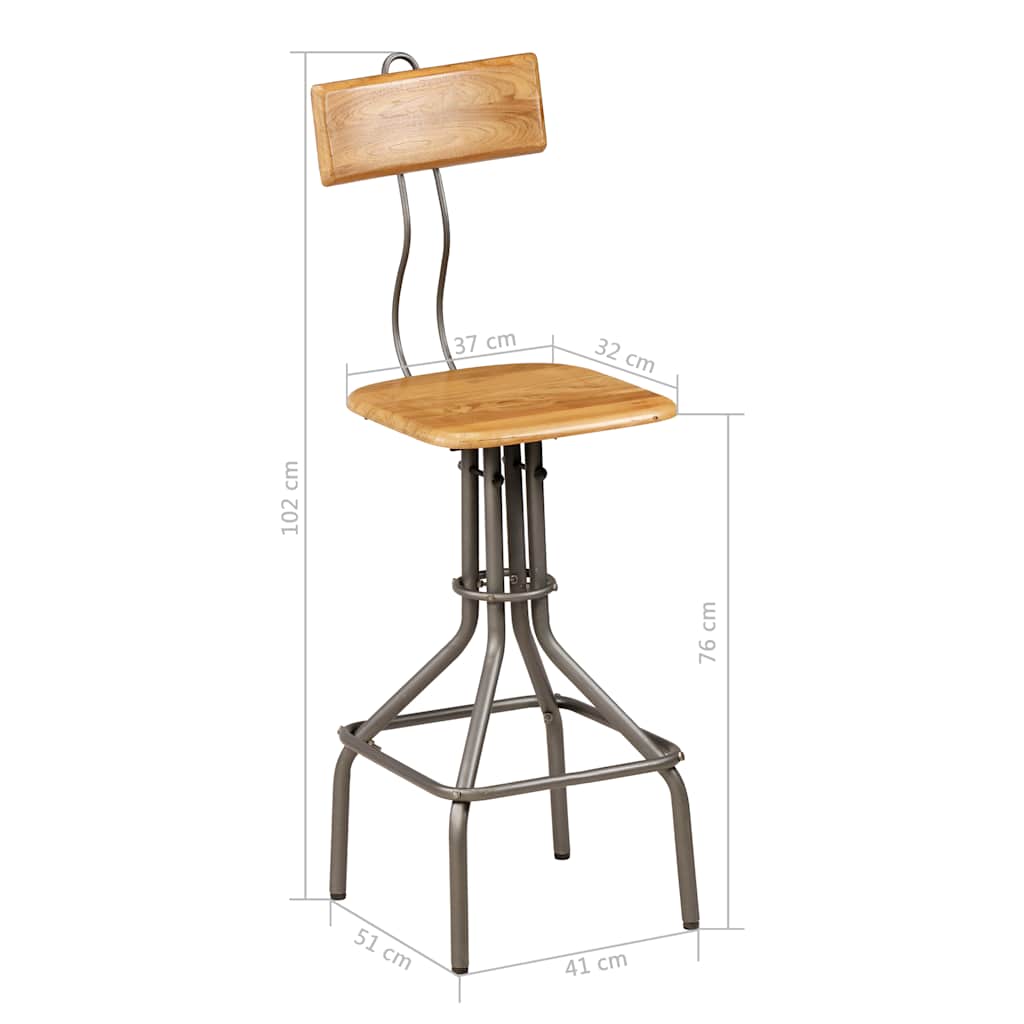vidaXL Bar Stools 2 pcs Solid Reclaimed Teak Wood - Brown - 41 x 51 x 102 cm
