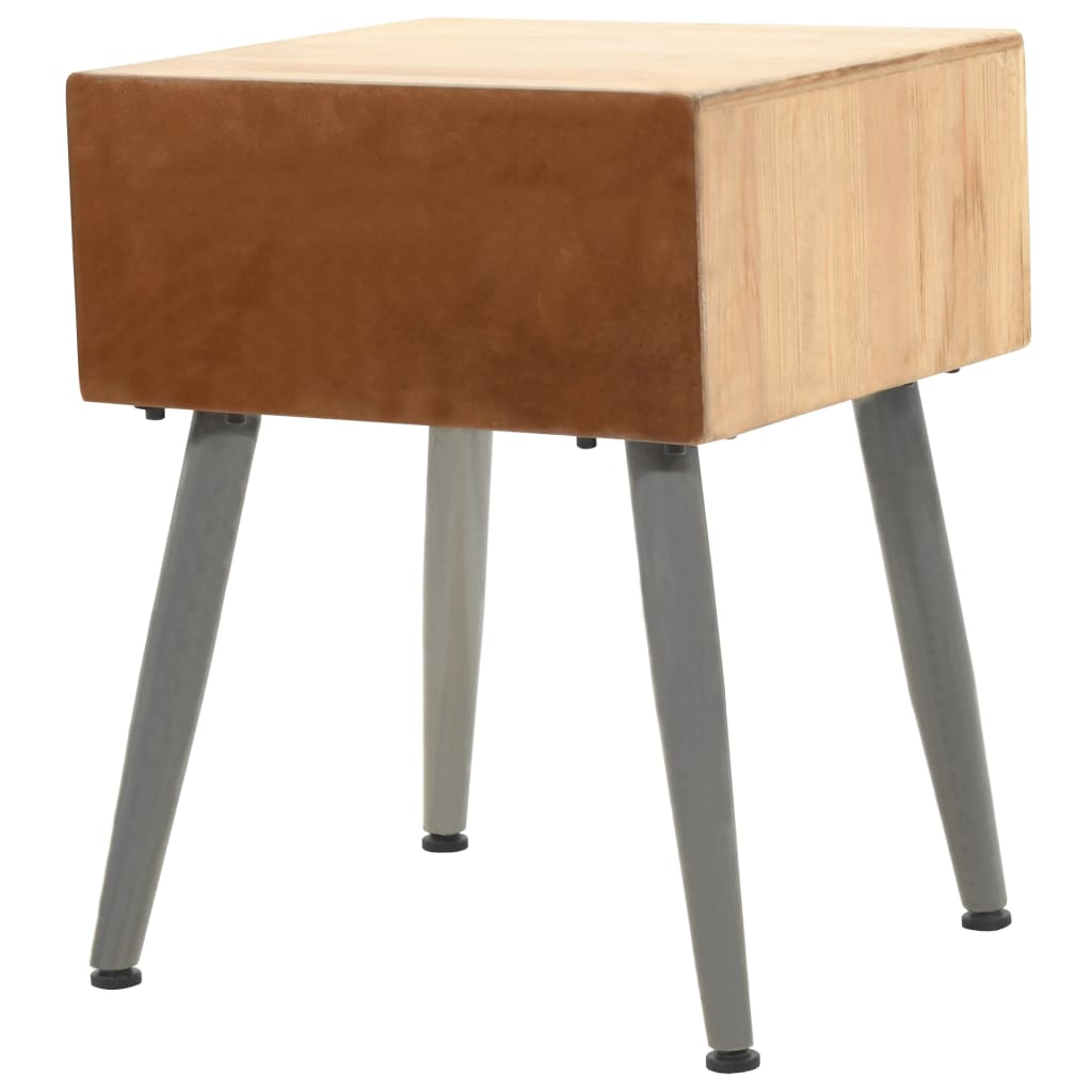 vidaXL Bedside Table Solid Fir Wood 43x38x50 cm - Brown
