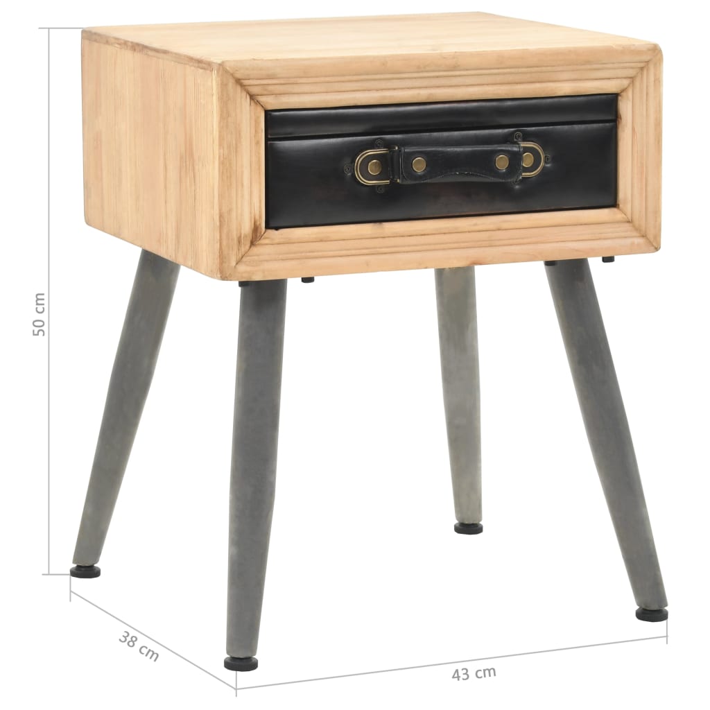 vidaXL Bedside Table Solid Fir Wood 43x38x50 cm - Brown