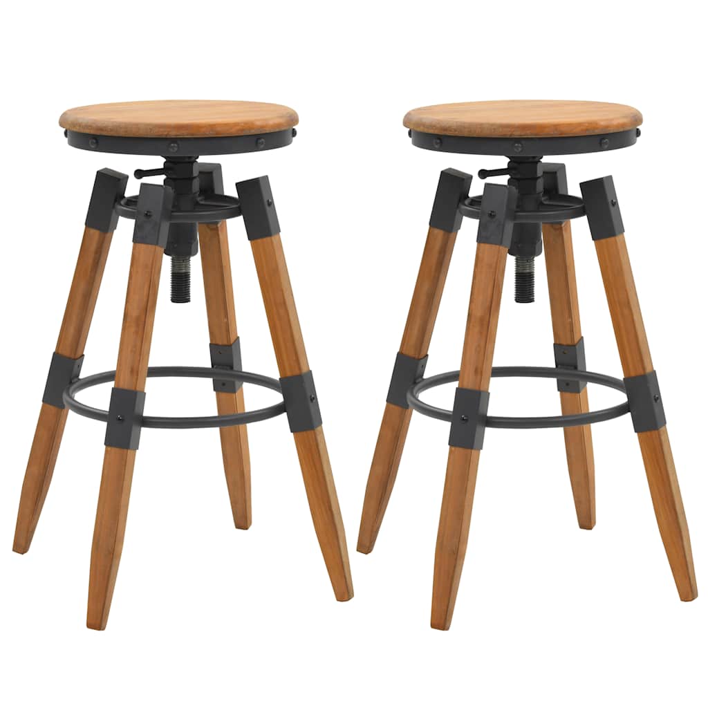 vidaXL Bar Stools 2 pcs Solid Fir Wood - Brown - 53.5 x 53.5 x 79 cm