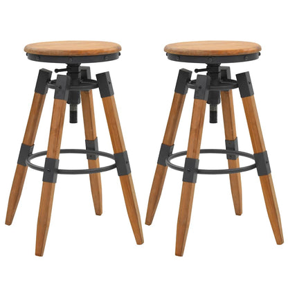 vidaXL Bar Stools 2 pcs Solid Fir Wood - Brown - 53.5 x 53.5 x 79 cm