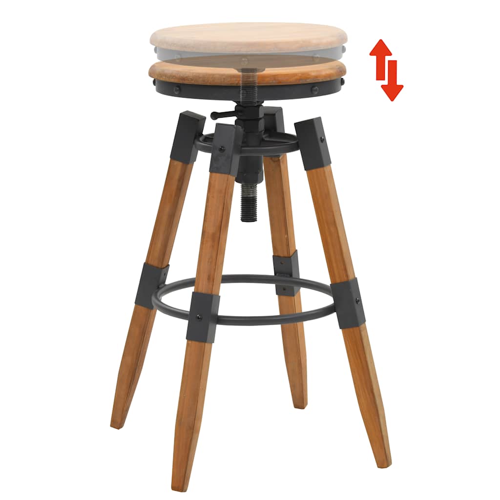 vidaXL Bar Stools 2 pcs Solid Fir Wood - Brown - 53.5 x 53.5 x 79 cm