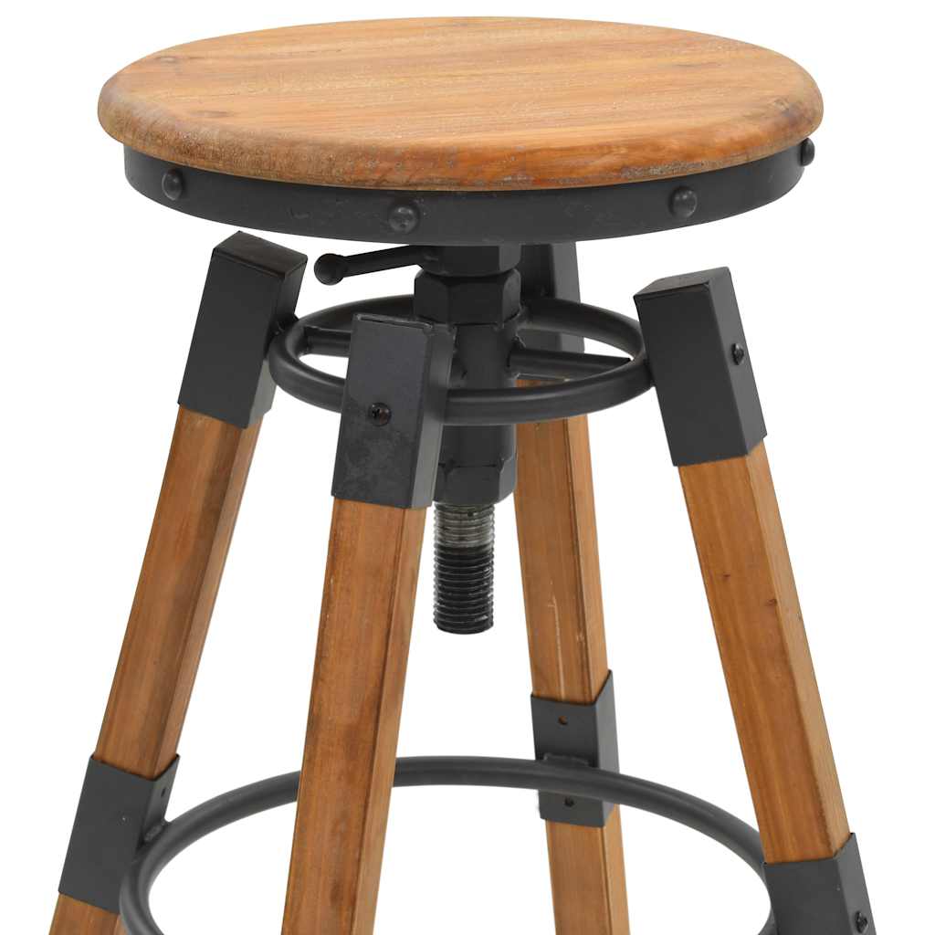 vidaXL Bar Stools 2 pcs Solid Fir Wood - Brown - 53.5 x 53.5 x 79 cm