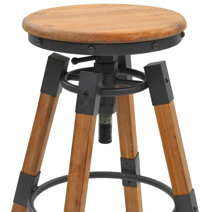 vidaXL Bar Stools 2 pcs Solid Fir Wood - Brown - 53.5 x 53.5 x 79 cm