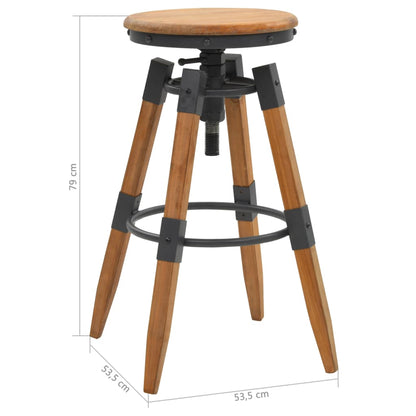 vidaXL Bar Stools 2 pcs Solid Fir Wood - Brown - 53.5 x 53.5 x 79 cm
