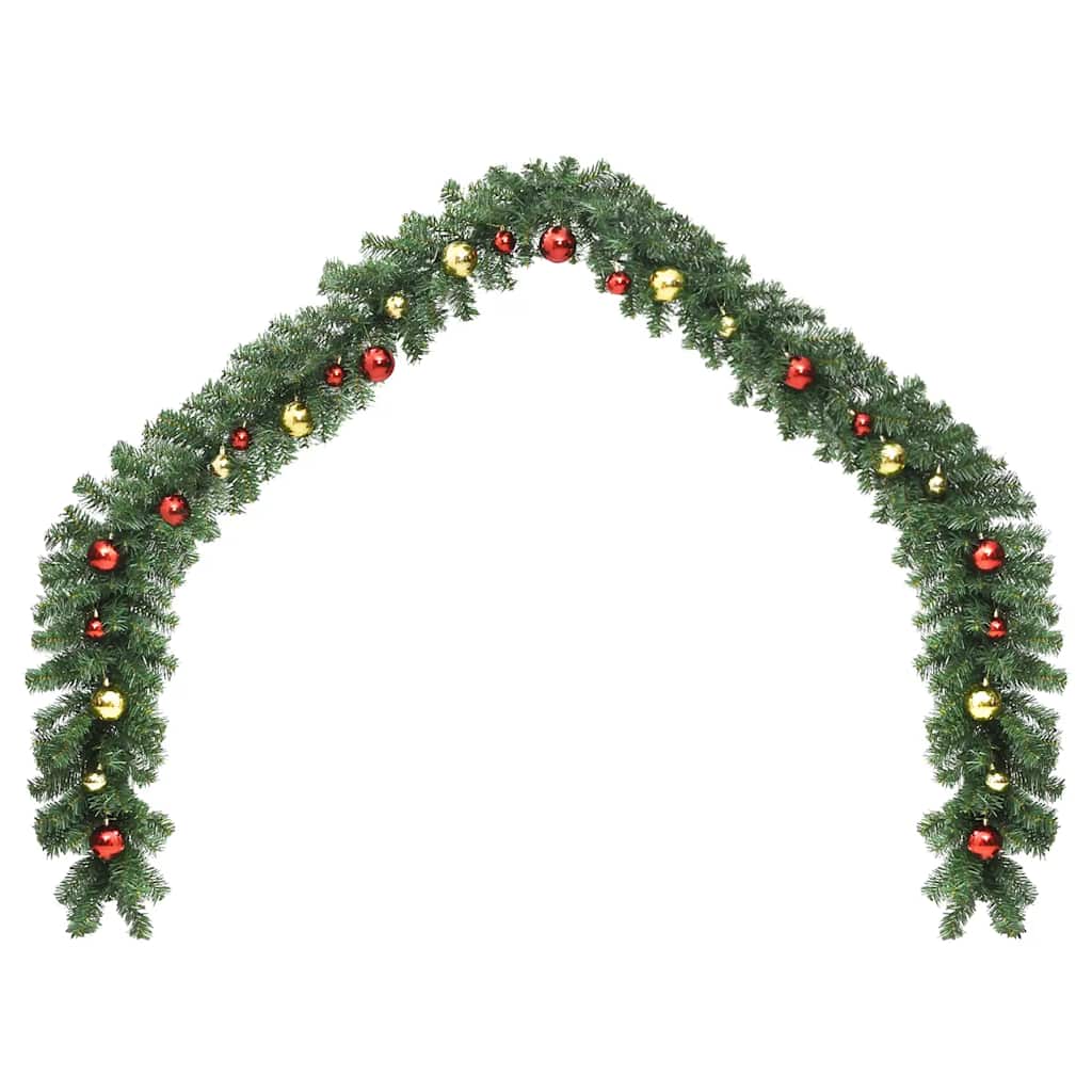 246406 vidaXL Christmas Garland Decorated with Baubles and LED Lights 5 m - Gre - 500 x 24 x 24 cm