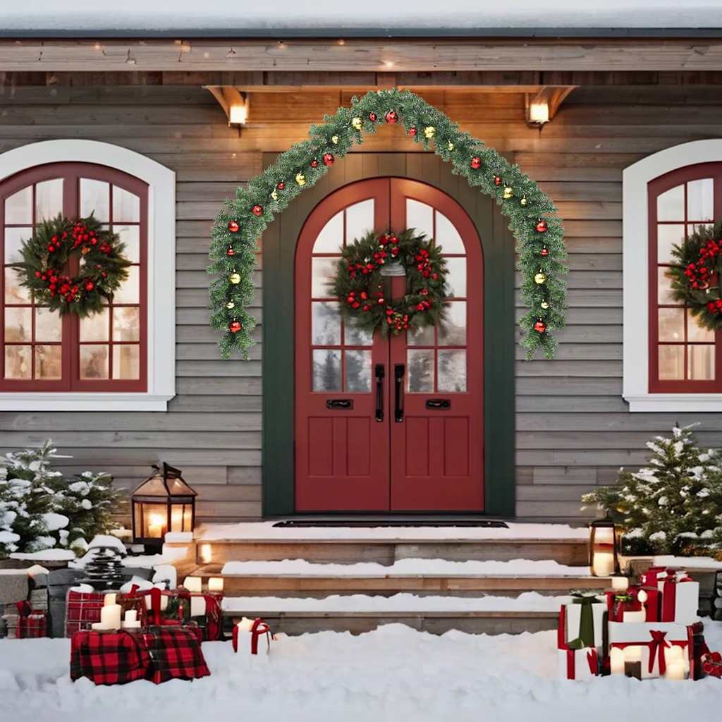 246406 vidaXL Christmas Garland Decorated with Baubles and LED Lights 5 m - Gre - 500 x 24 x 24 cm