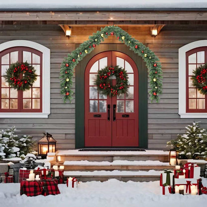246406 vidaXL Christmas Garland Decorated with Baubles and LED Lights 5 m - Gre - 500 x 24 x 24 cm
