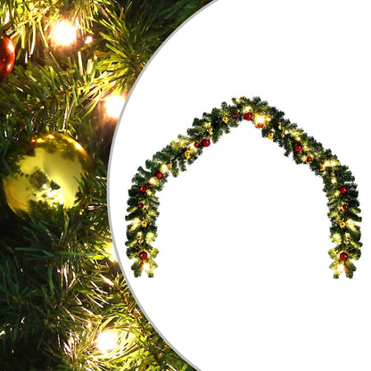 246408 vidaXL Christmas Garland Decorated with Baubles and LED Lights 20 m - Gre - 2000 x 24 x 24 cm