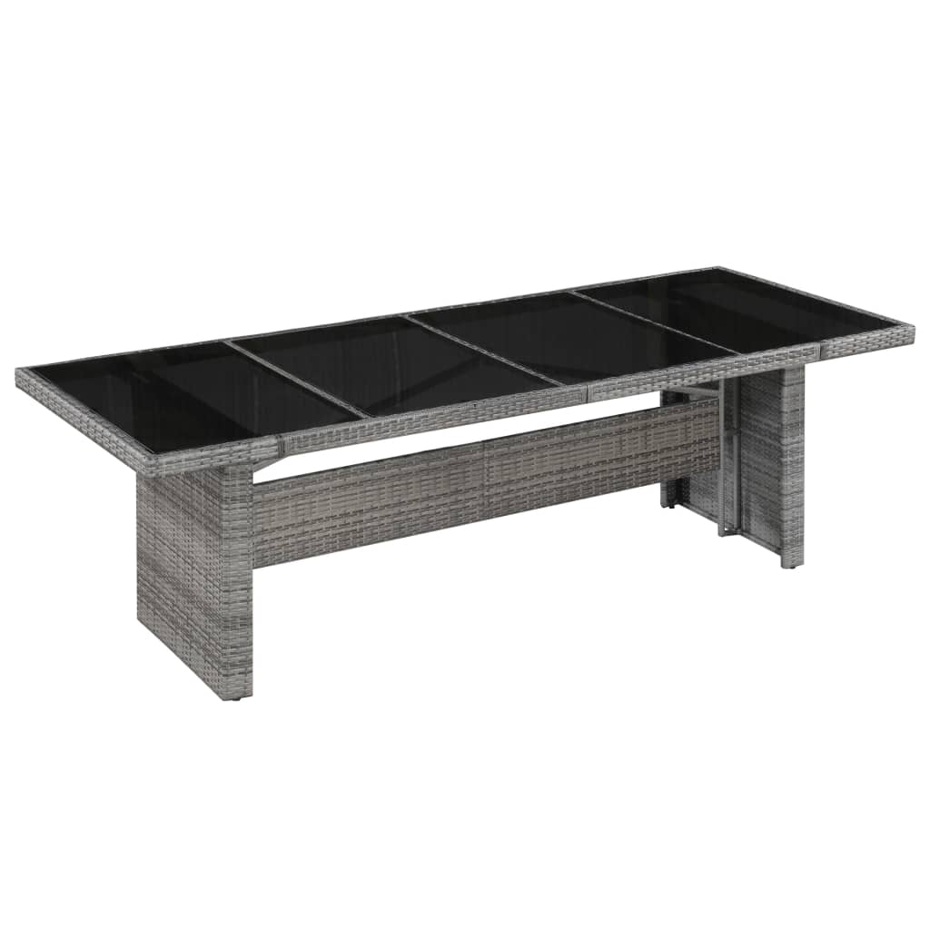 vidaXL Garden Table 240x90x74 cm Poly Rattan and Glass - Grey