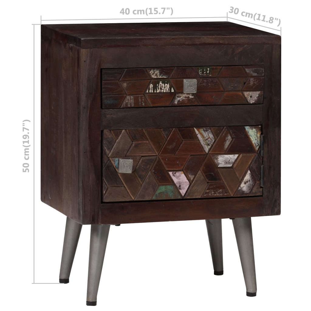 vidaXL Bedside Cabinet Solid Reclaimed Wood 40x30x50 cm - Brown